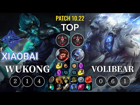 ES Xiaobai Wukong vs Volibear Top - KR Patch 10.22