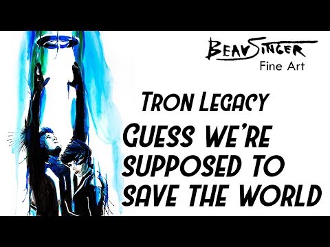 Watercolor Timelapse Painting- Tron Legacy-Save the World