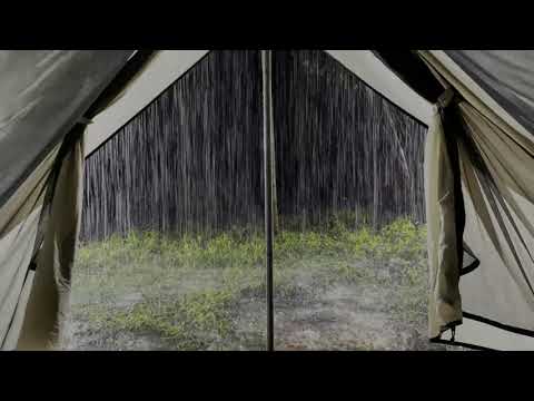 Addormentarsi in tenda in una notte piovosa | Forti piogge sulla tenda e potenti suoni di tuono