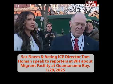 Sec Noem & border czar Tom Homan speak to reporters about Migrant Facility at Guantanamo Bay