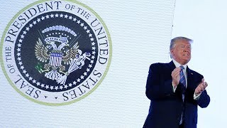 video: Blunder sees Donald Trump appear with fake presidential seal mocking golf and Russia links