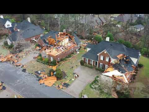 03-25-2021 Shoal Creek, AL - Strong tornado damages, destroys numerous homes, drone, aerial