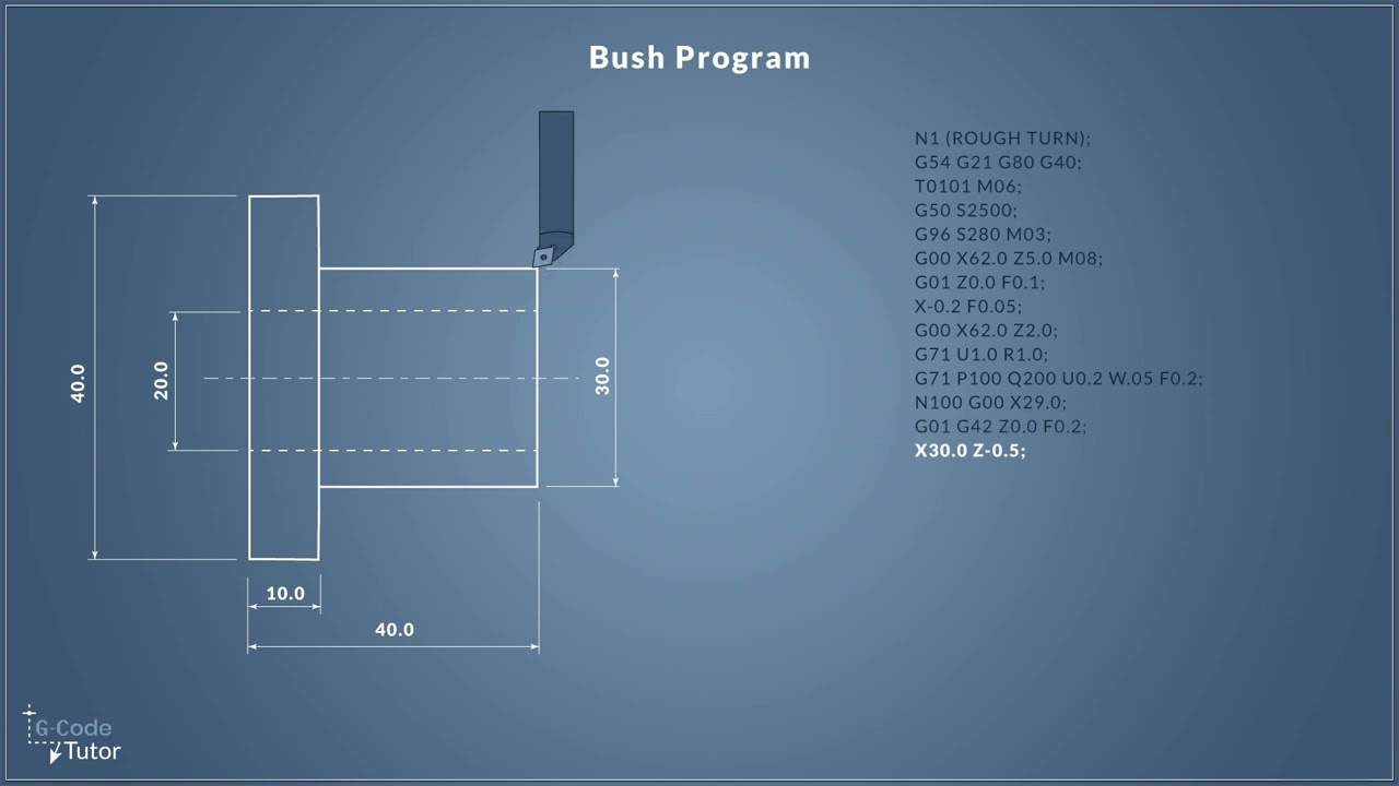 Let's write G-Code - Programming a CNC Lathe to make a bush - part 1 G71 roughing cycle