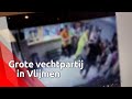 Man bewusteloos geslagen tijdens massale vechtpartij in cafetaria, camera registreert totale chaos