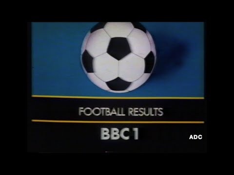 BBC1 announcer Malcolm Eynon into football results 8th September 1982