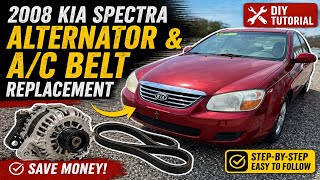 2008 KIA SPECTRA / AC BELT BROKEN / HOW TO DIAGNOSE AND REPLACE WORN DRIVE BELTS