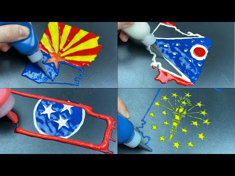 USA State Flag Map Pancake Art - Arizona, Ohio, Indiana, Tennesee