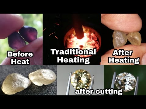 Part (ii) Zircon heat treatment (traditional low temperature) and after cutting  - Blow pipe method