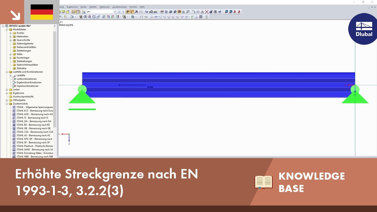 KB 001652 | Erhöhte Streckgrenze nach EN 1993-1-3, 3.2.2(3)