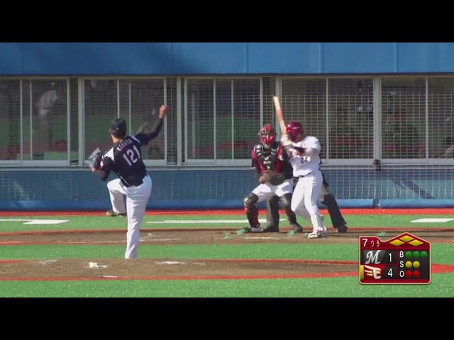 【ファーム】空振り三振でピンチを切り抜ける!! マリーンズのルーキー・鎌田がナイスピッチング!! 2019/6/1 E-M(ファーム)