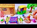 DIY How To Make Polymer Clay Miniature House Auto Rickshaw Kitchen Set Hand Pump Tree Charpai