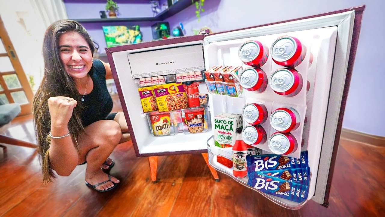 COMPREI TUDO NO MERCADO PRA MINHA MINI GELADEIRA