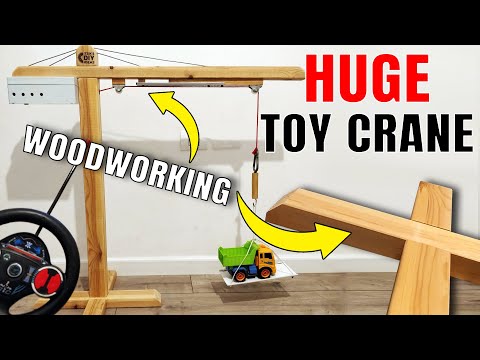 Powerful Huge Wooden Toy Crane DIY With Motor, Remote