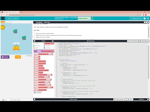 Code.org Lesson 23 Mini-Project Flyer-Game | Unit 3- Interactive Animations and Games | Full Answer