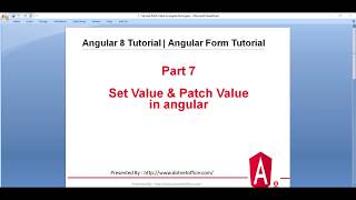 Part-7:Set Value & Patch Value in angular |Angular Form Tutorials | Angular 8/12 Tutorials