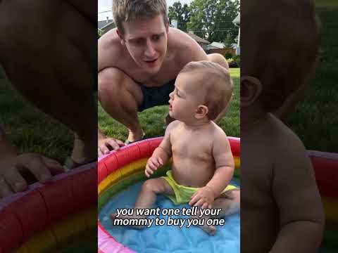 Dad got completely roasted by his 2-year-old at the paddling pool! 😂☀️ #funnybaby