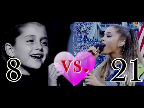Ariana Grande singing National Anthem  8 years old vs now 2014