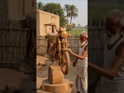 70-Year-Old Man Builds a Wooden Superbike! 😱 #craft #shorts