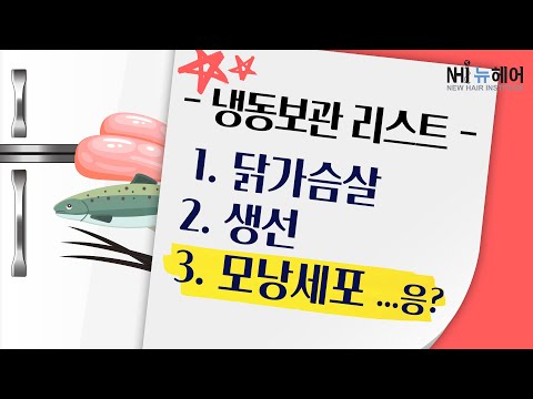 냉동보관리스트 1. 닭가슴살 2.생선 3.모낭세포...응? l 탈모치료 신기술 - 뉴헤어 I 모발이식