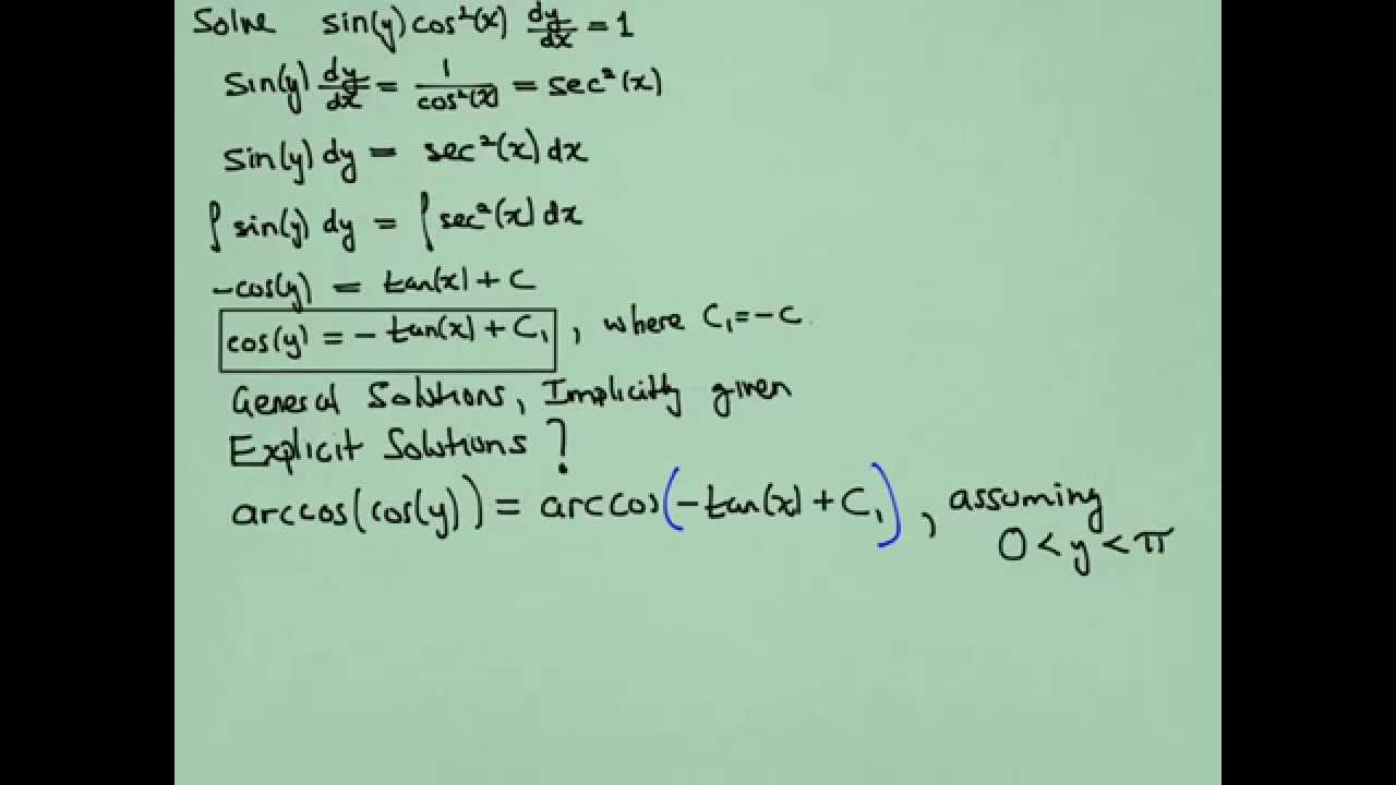 1b. Separable Differential Equation: Example #2