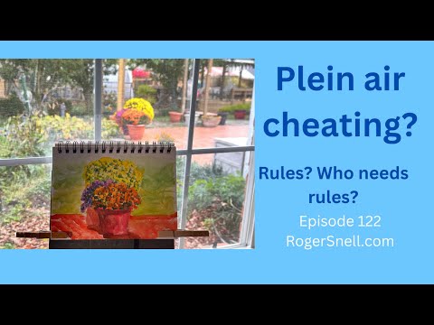 122: Plein air or cheating? Painting mums through the window.