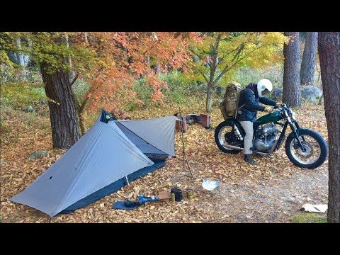 秋の自己装備で最軽量なバイクミニマムソロキャンプ (Part18) Motorcycle solo camping minimum equipment.