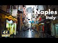 Naples Italy 4K Walking Tour In Heavy Rain 2022