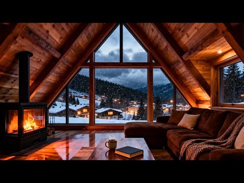 🔥Cozy Fireplace Crackling 24/7 | ❄️Snowy Winter Cabin | Winter Ambience
