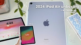 NEW iPad Air M2 2024 💜 aesthetic unboxing , apple pencil pro, magic keyboard & customization