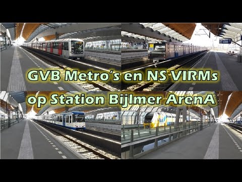GVB Metro's en NS VIRMs op station (Amsterdam) Bijlmer ArenA