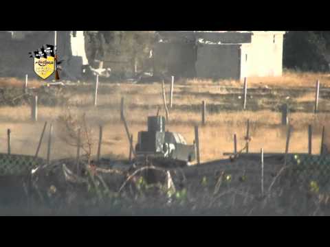 استهداف احدى مدرعات النظام في السيدة زينب في ريف دمشق من قبل كتيبة أم المؤمنين عائشة الطاهرة