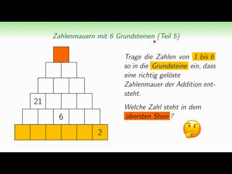 Zahlenmauer mit 6 Grundsteinen | Extremalprinzip | Additionsmauer | Rechenmauer