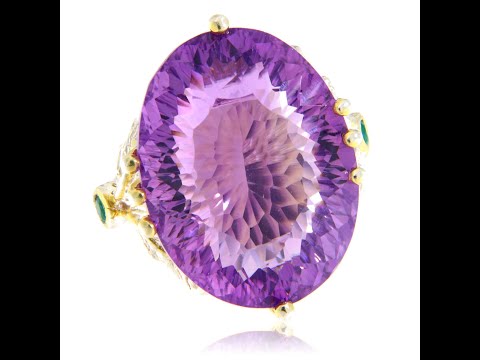 Inel Argint 925 Accente aurite Ametist Natural - Eleganta si Liniste