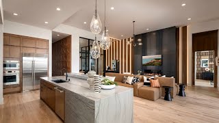 Explore Model Homes with Sculptural Curves, Natural Stone & Cozy Designer Decor