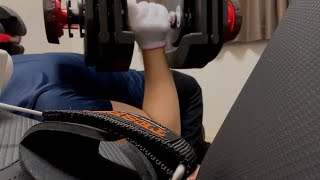 【ASMR】ダンベルプレスMaxチャレンジ、時々、心音　Dumbbell Press MAX Challenge, sometimes heartbeat