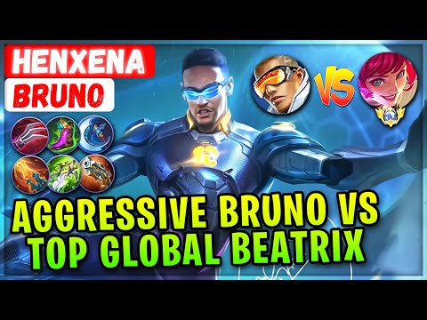 Aggressive Outplay Bruno VS Top Global Beatrix [ VLS HenXena Bruno ] Mobile Legends Emblem And Build