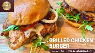 Grilled Chicken Burger Recipe Homemade | Chicken Fillet Burger