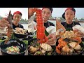 Fisherman Dagang Boiled Lobster Scallops Crabs Conch And Prawns With Beer Yummy Seafoodboil