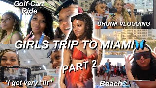 MIAMI SPRING BREAK VLOG Part 2☀️| Going to The Beach🌊, Ocean Drive, Golfcart Ride *LIT VLOG*