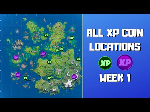 All 12 XP Coins Locations in Fortnite Week 1 (Green & Purple)! - Fortnite Chapter 2 Season 3