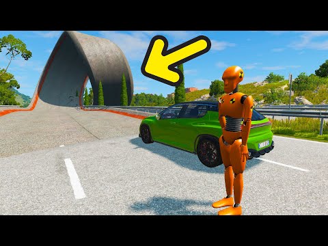 Impossible Car Loop Bridge Stunt - Cars vs Deep Water - BeamNG.Drive