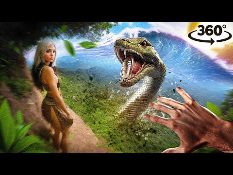 360 TITANOBOA ON SNAKE ISLAND 4 - ESCAPE EARTHQUAKE AND TSUNAMI Virtual Reality 4K VR 360 Video