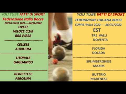 Bocce : Programma Coppa Italia  26 Novembre 2022