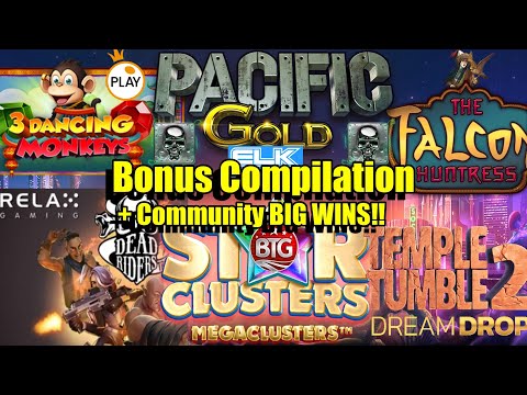 Thumbnail for video: Random Slot Wheel Part2 + Community BIG WINS!! Star Clusters, Temple Tumble2, Pacific Gold & More