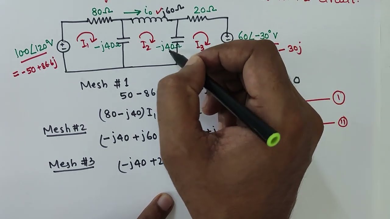 Mesh current analysis problem and equation solving using cramer's rule | Circuit/Network theory