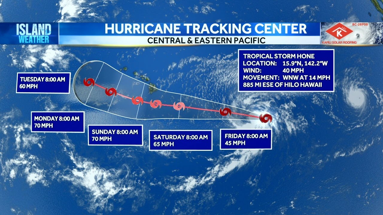 Tropical Storm Hone forms in Central Pacific, moving westward toward Hawaii