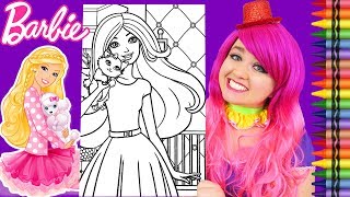 Coloring Barbie & Kitty Cat GIANT Coloring Page Crayola Crayons | KiMMi THE CLOWN