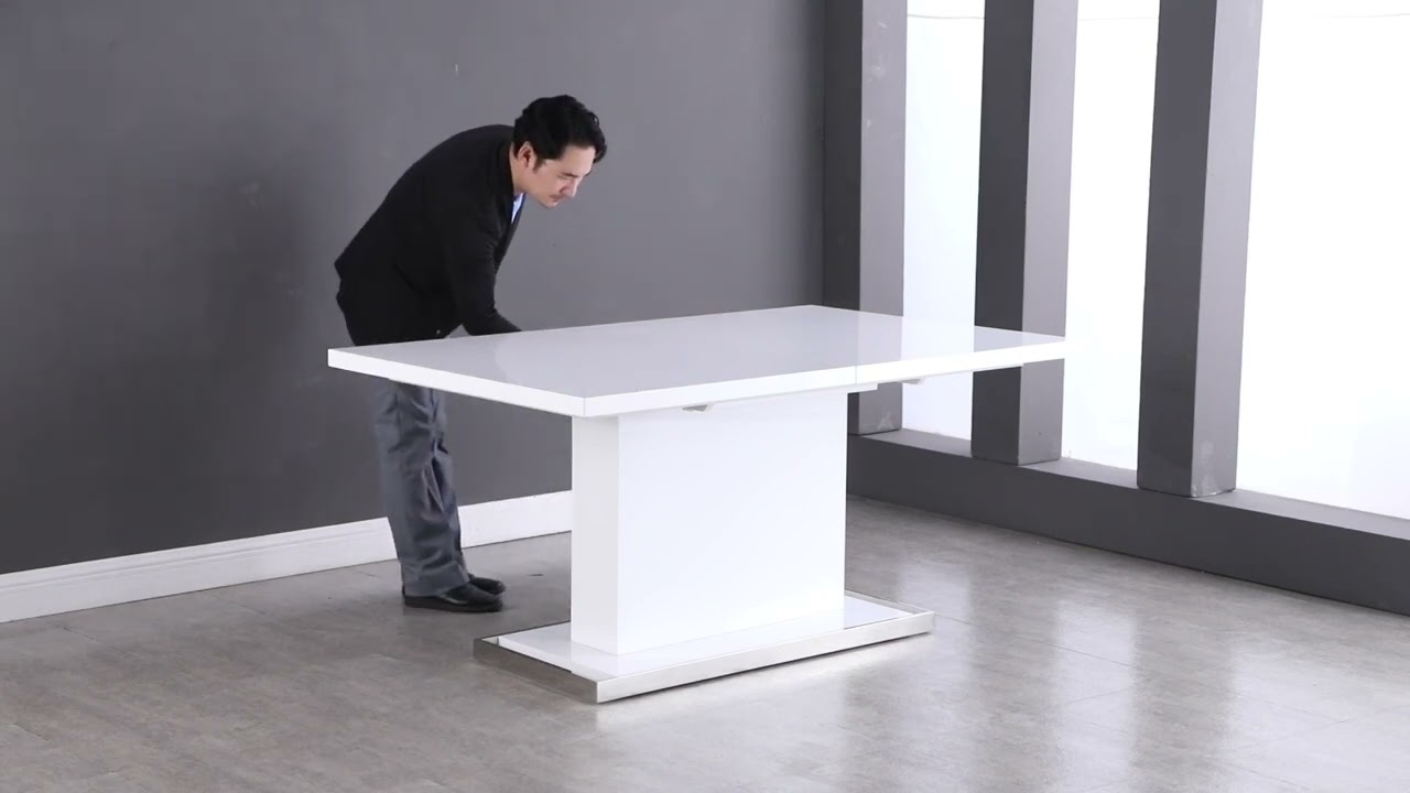 KRISTA Modern Wooden Extendable Gloss White Dining Table