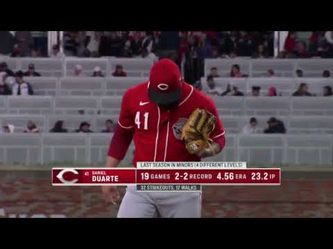 DANIEL DUARTE, MLB DEBUT REDS VS BRAVOS  08 ABRIL 2022