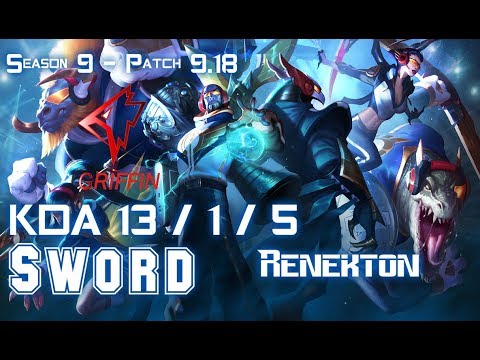 GRF Sword RENEKTON vs RYZE Top - Patch 9.18 KR Ranked